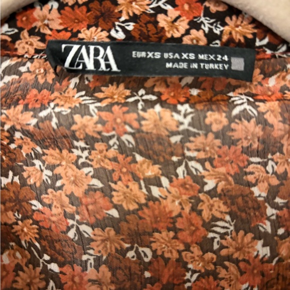 Zara floral red/orange chiffon dress (size XS) - Picture 2 of 2